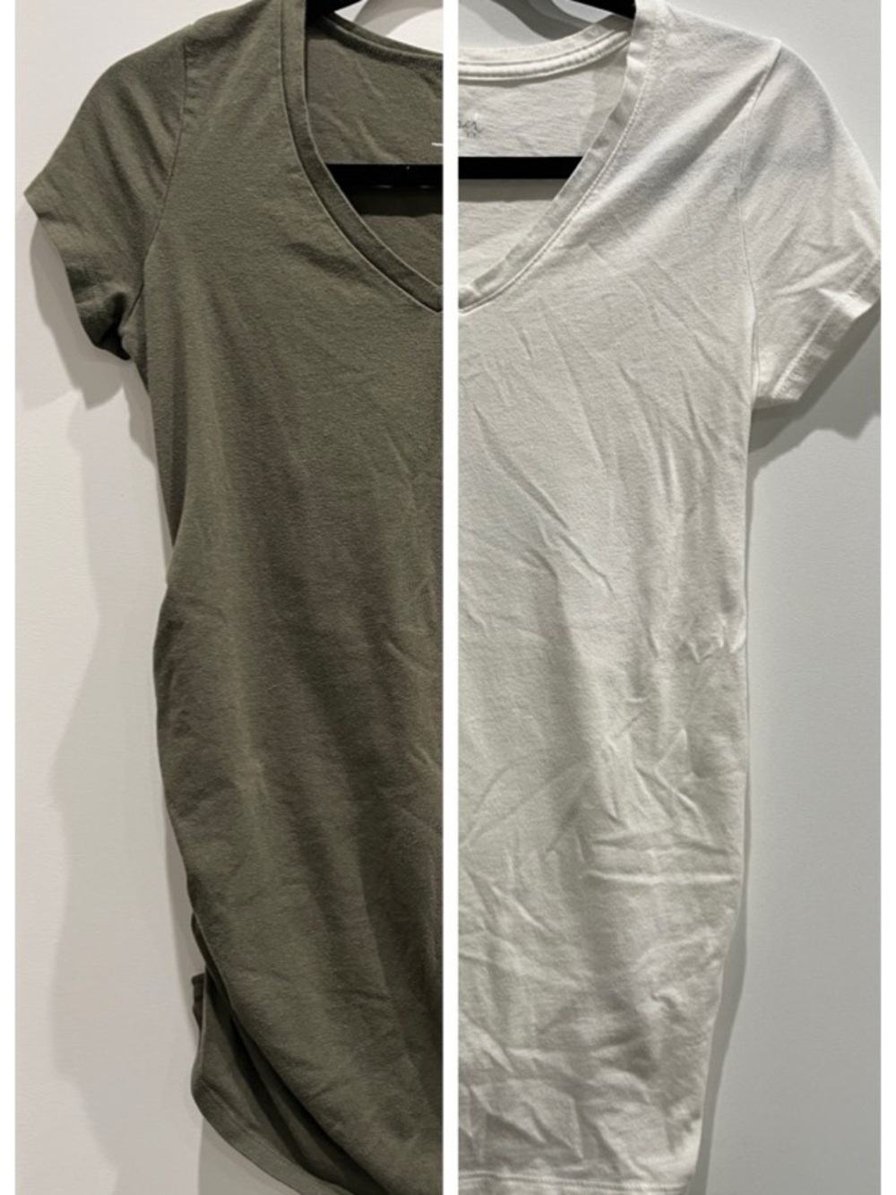 Bundle 2 Maternity V-Neck Short Sleeve Tees - Olive and White
